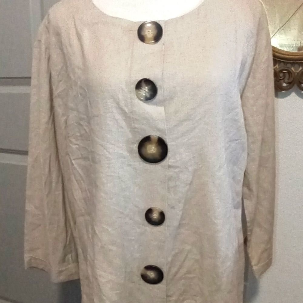 Peck & Peck Khaki Button Down Blouse